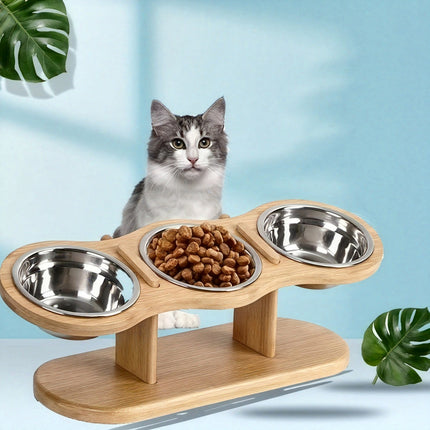 UNICORN Elevated Cat Bowl 3 Stainless Steel Bowls for Indoor Cats and Small Dogs