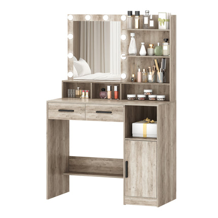 UNICORN Dressing Table with Mirror and 10 LED Light Adjustable Brightness White