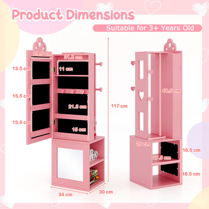 UNICORN Kids Room Furniture Set Princess Vanity Table & Stool Set w/ Mirror & Drawer Pink