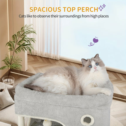 UNICORN 178cm Cat Tree for Indoor Cats, Multi-layer Scratching Post Light Grey/Dark Grey