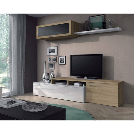 UNICORN Wall Unit TV Stand Living Room Furniture 200x41x44 cm Brown White Black