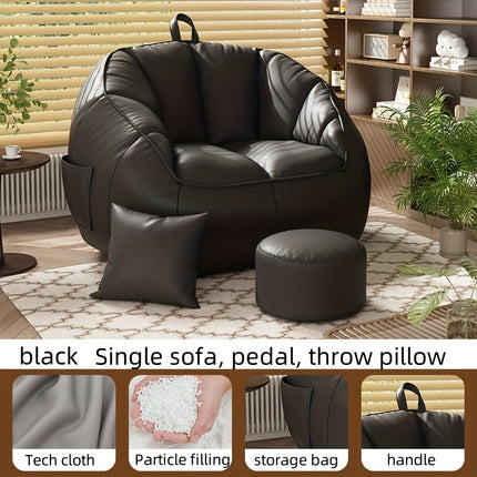 UNICORN 3pcs Set (1 Sofa, 1 Footrest, 1 Cushion) Black Orange Gray 65-75 cm