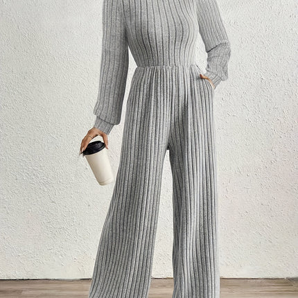 UNICORN High Neck Long Sleeve Versatile Womens Jumpsuit Solid Color s m l xl