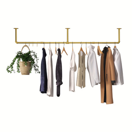 UNICORN Wall Mounted Clothes Rack Golden Black 180cm Pipe Clothes Rack