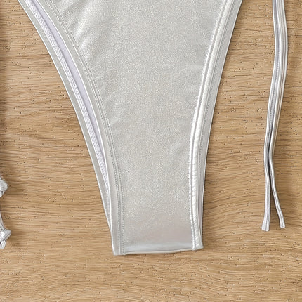 UNICORN Solid Color Swimsuit with Golden Foil High-Gloss Bikini Set xs s m l xl xxl