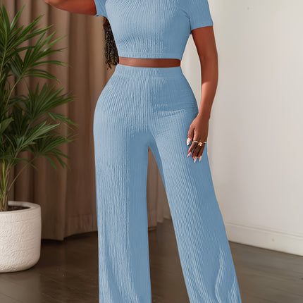 UNICORN Color Short-Sleeve Top And Wide-Leg Pants Casual Outfit xs s m l xl xxl
