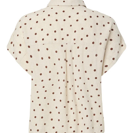 Pia linen blend blouse birch brown dots