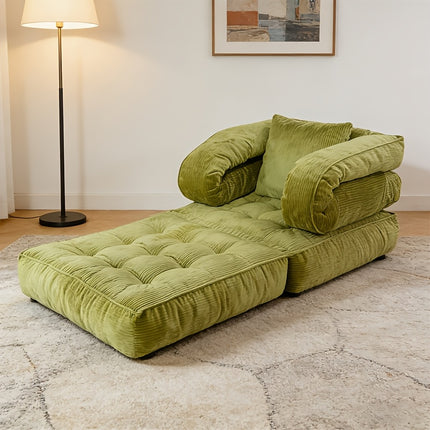 UNICORN 1 Folding Sofa Bed Single Chair Bed with Backrest and Pillow Gray Green White