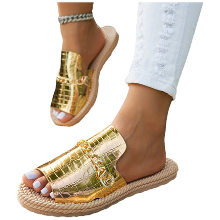 UNICORN Women'S Stylish Casual Slip-On Sandals with Chunky Soles Chain Shoes