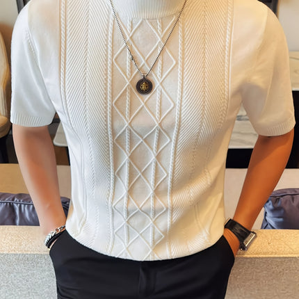 UNICORN Men's New Solid Color Rhombus Fashion Semi-High Neck Knit Sweater s m l xl