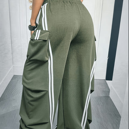 UNICORN Cargo Wide Leg Pants with Drawstring Waist, Loose Straight Street Style s m l xl xxl