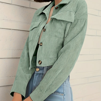 UNICORN Women'S Light Green Corduroy Jacket with Flap Pockets s m l xl