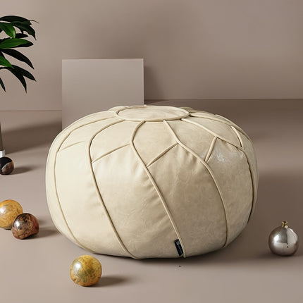 UNICORN Floor Cushion Stool with Old Clothes Storage Cover Faux Leather White Yellow