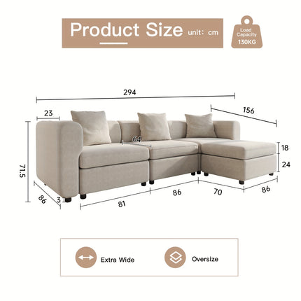 UNICORN Modern Modular Sectional Sofa Living Room Furniture Beige