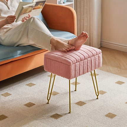UNICORN Modern Faux Fur Makeup Stool with Storage pink
