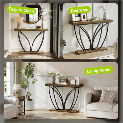 UNICORN Industrial Rustic Brown Sofa Table - Height After Assembly: 27 Inches