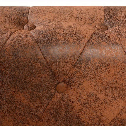 UNICORN Chesterfield-Ecksofa 5-Sitzer Kunstleder Brown