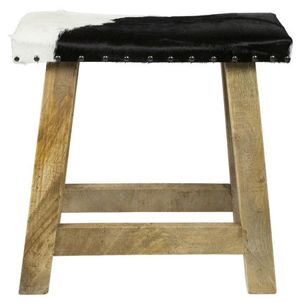 UNICORN Benches decorative wood cow leather black and white 46 cm