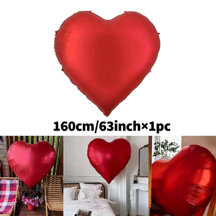 UNICORN 21pcs, 63-Inch Red Foil Balloons with 18-Inch Heart-Shaped Foil Balloons