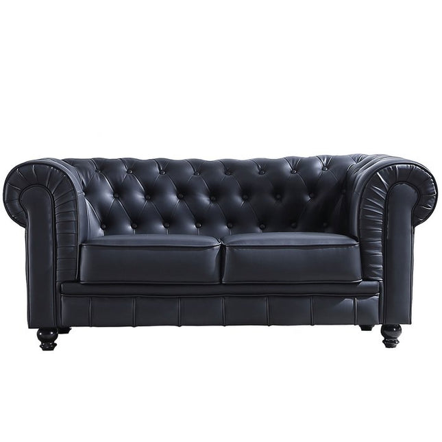 UNICORN Two-seater Chesterfield Sofa chocolate brown black length 162cm width 82cm height 72cm