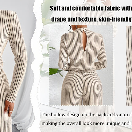 UNICORN Womens Elegant Long Sleeve Wide Leg Body Suit with Clavicle Collar s m l xl