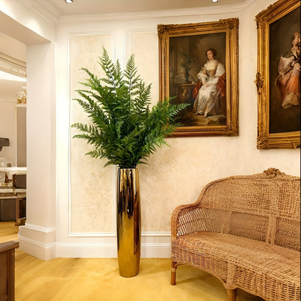 UNICORN Luxurious 60Cm Tall Ceramic Floor Vase in Electroplated silvery And Golden
