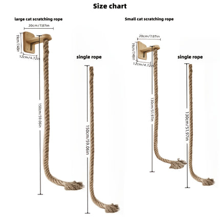 UNICORN Solid Wood Sisal Wall Mounted Cat Climbing Rope