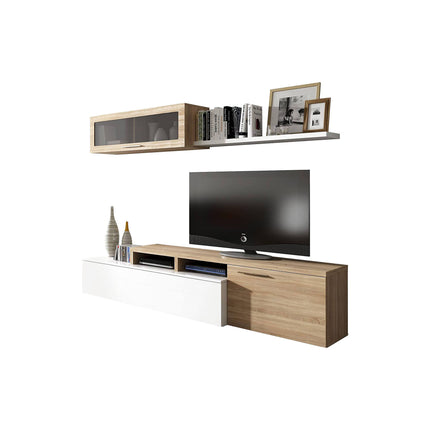 UNICORN Wall Unit TV Stand Living Room Furniture 200x41x44 cm Brown White Black