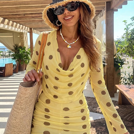 UNICORN Women'S Fashionable And Sexy Swimsuit Cover-Up, Polka Dot Print xs s m l
