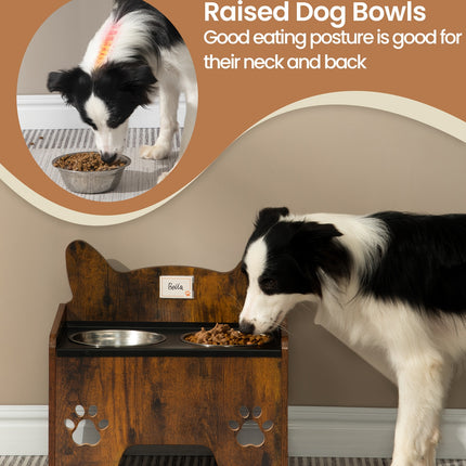 UNICORN Raised Dog Bowls, Elevated Dog Bowl Vintage Brown/Grey