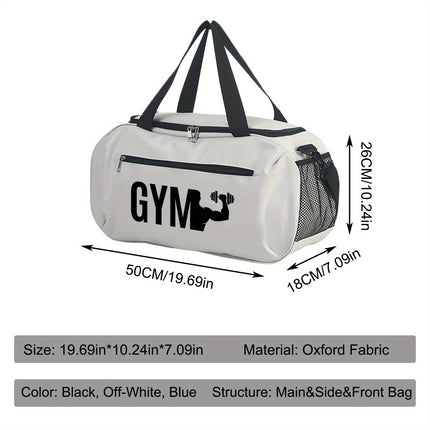 UNICORN GYM Fitness Theme Print Duffel Bag Large Capacity White Black Blue