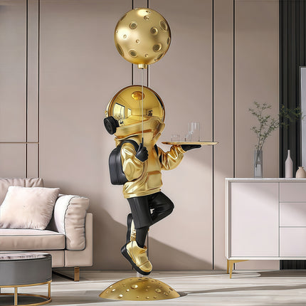 UNICORN Space Astronaut Cartoon Decorative Piece for Living Room Silvery Golden