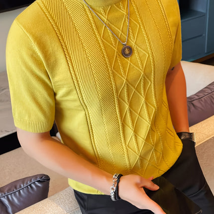 UNICORN Men's New Solid Color Rhombus Fashion Semi-High Neck Knit Sweater s m l xl