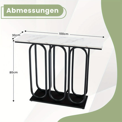 UNICORN 100cm Console Table, with Adjustable Foot Pads White & Black