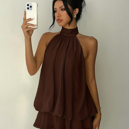 UNICORN Women'S Solid Color Dress with a Tie Neck And a Small Stand Collar xs s m l xl