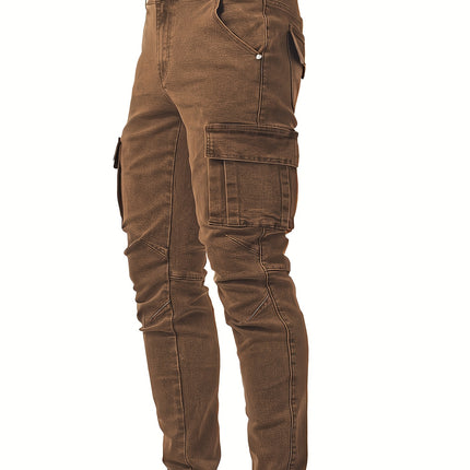 UNICORN Men's Slim Fit Multi-Color Cargo Jeans - Side Zipper Pockets xs s m l xl xxl xxxl