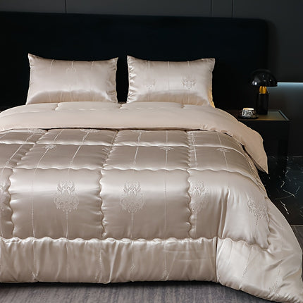 UNICORN 1pc of Duvet European Style Satin High-Precision Jacquard Fabric Light Gold