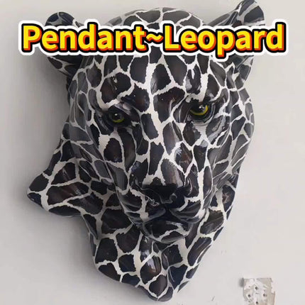 UNICORN Black And White Patterned Leopard Head Wall Sculpture in Art Deco Style