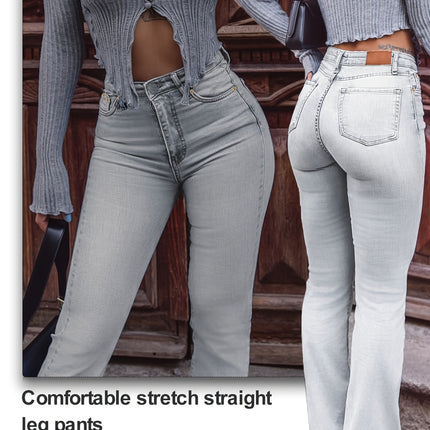 UNICORN Women Stretchy Slim Fit Straight Denim Jeans grey s m l xl