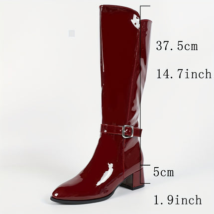 UNICORN Knee-High Boots with a Side Zipper Featuring a Chunky Heel Lined for Warmth