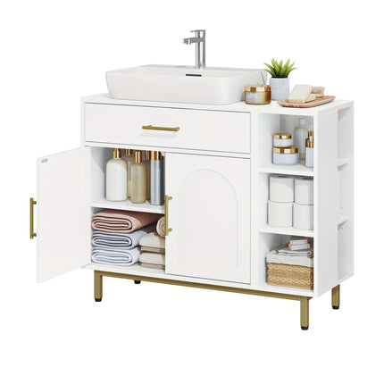 UNICORN Washbasin Cabinet, Bathroom Cabinet, 1 Drawer 2 Cabinet Doors