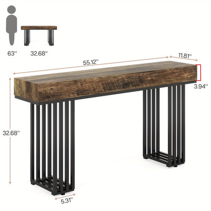 UNICORN 140cm Modern Industrial Rustic Console Table with Metal Frame Brown