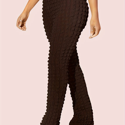 UNICORN Women High-Waisted Flare Pants Color Plaid Pattern xs s m l xl xxl