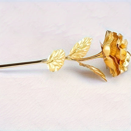 UNICORN 5pcs Realistic Artificial Roses with Shiny Golden Foil Petals & Plastic Stems