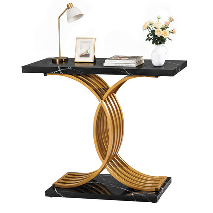 UNICORN 100 cm Gold Black Console Table, Modern Desk Behind the Couch