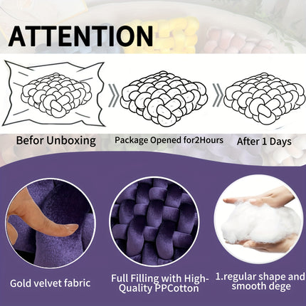 UNICORN 2pcs Set of Golden Velvet Hand-Knotted Square Decorative Pillows different colors