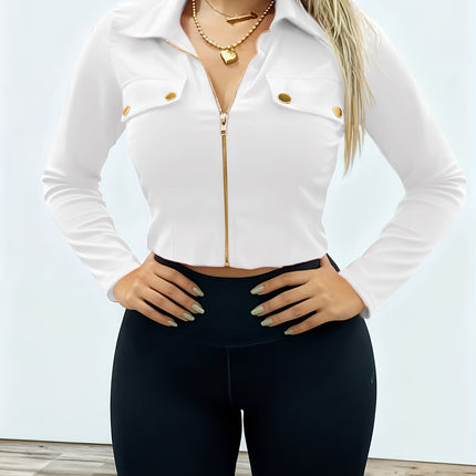 UNICORN Slim-Fit Lapel Zip Casual Solid Long Sleeve Shirt xs s m l xl