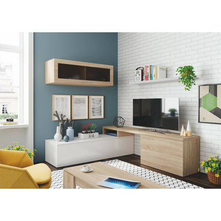 UNICORN Wall Unit TV Stand Living Room Furniture 200x41x44 cm Brown White Black