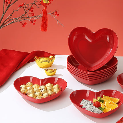 UNICORN 5pcs and 3 pcs Party Red Romantic Heart Plates, Mini Plastic