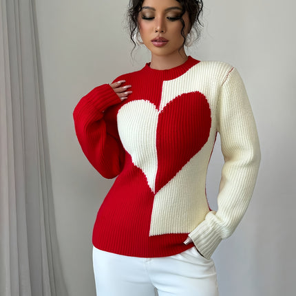 UNICORN Womens Valentine's Day Color-block Heart Pattern Pullover s m l xl